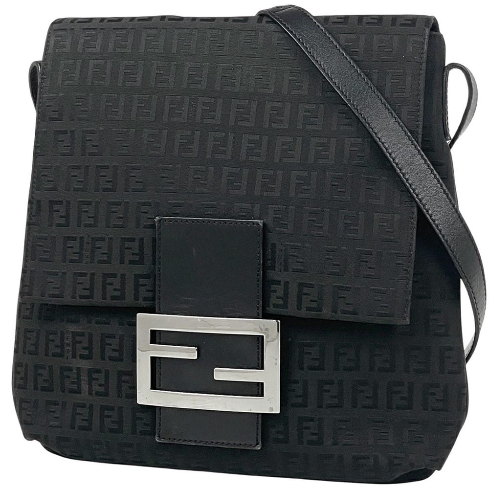 Fendi Zucchino Shoulder Bag Canvas Black